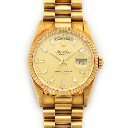 Rolex Yellow Gold Day-Date Baguette Diamond Watch