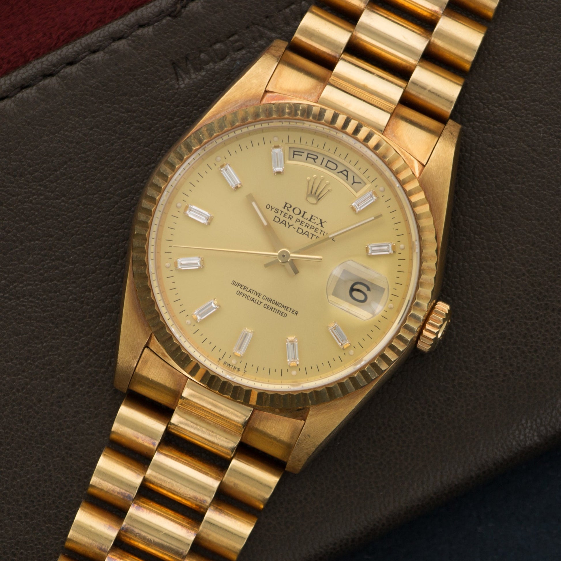 Rolex Yellow Gold Day-Date Baguette Diamond Watch