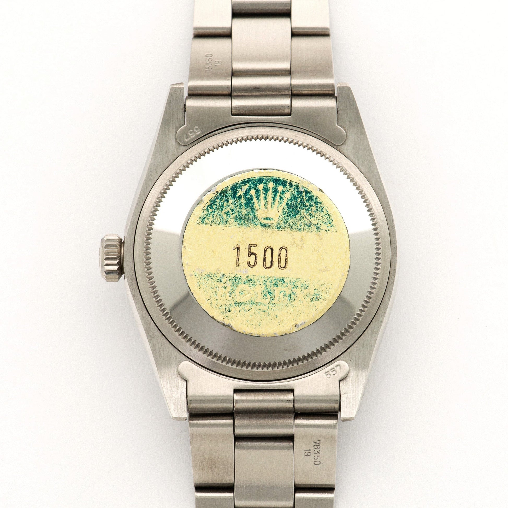 Rolex Steel Date Watch Ref. 1500, with Original Caseback Sticker