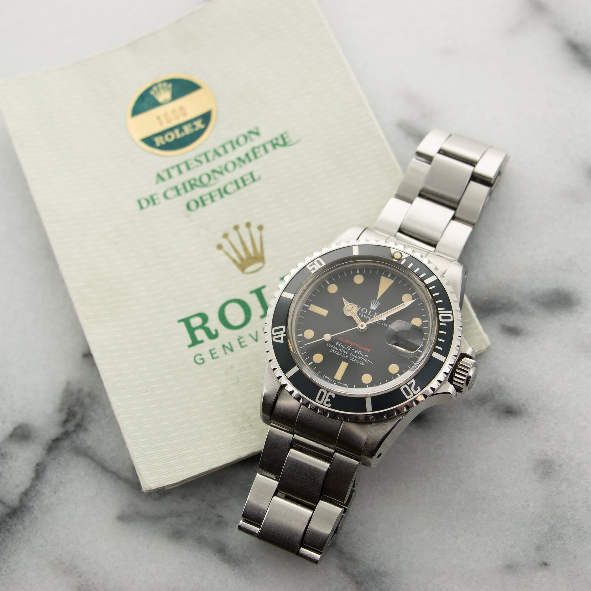 Rolex Stainless Steel Red Submariner Watch Ref. 1680