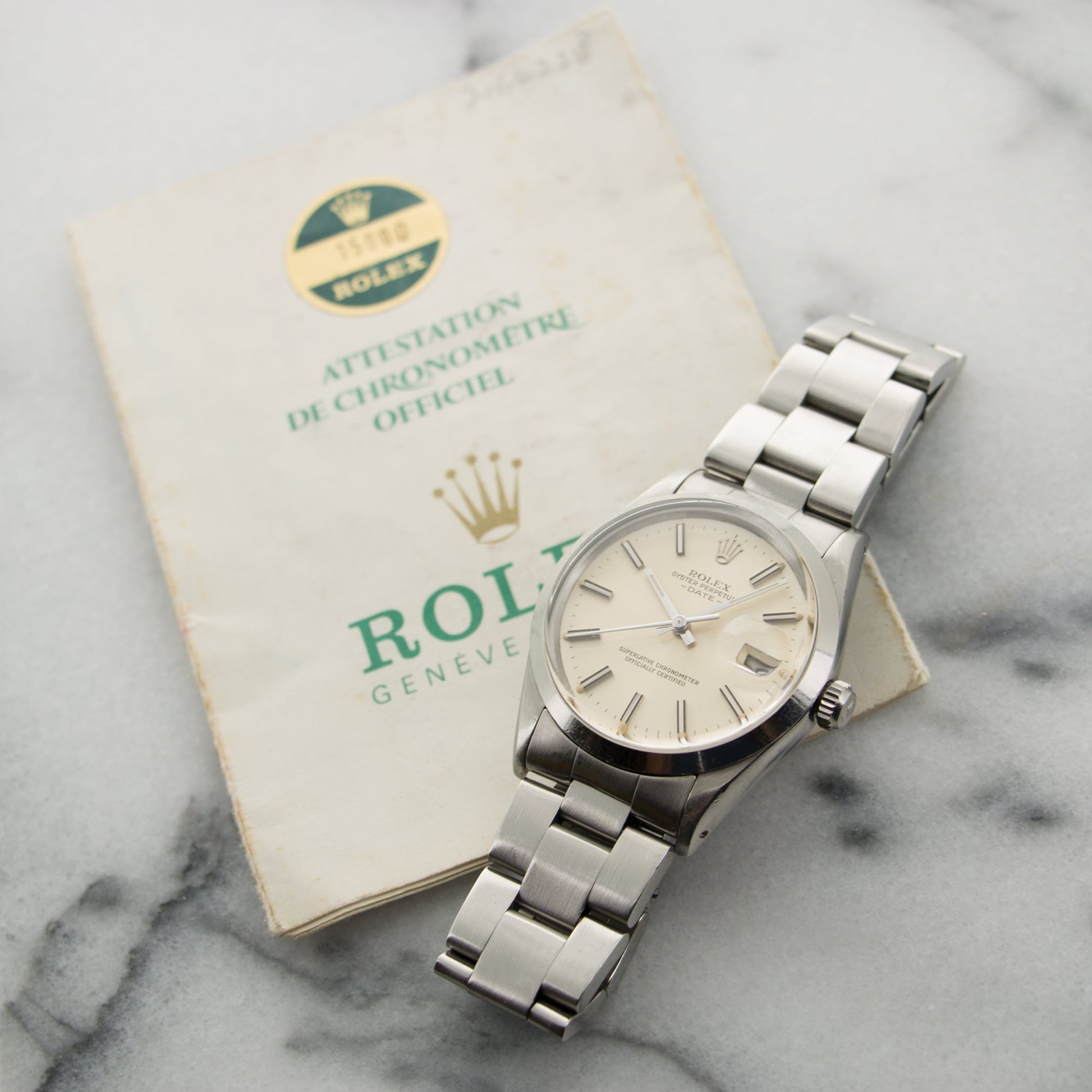 Rolex Steel Date Watch Ref. 15000 with Paper