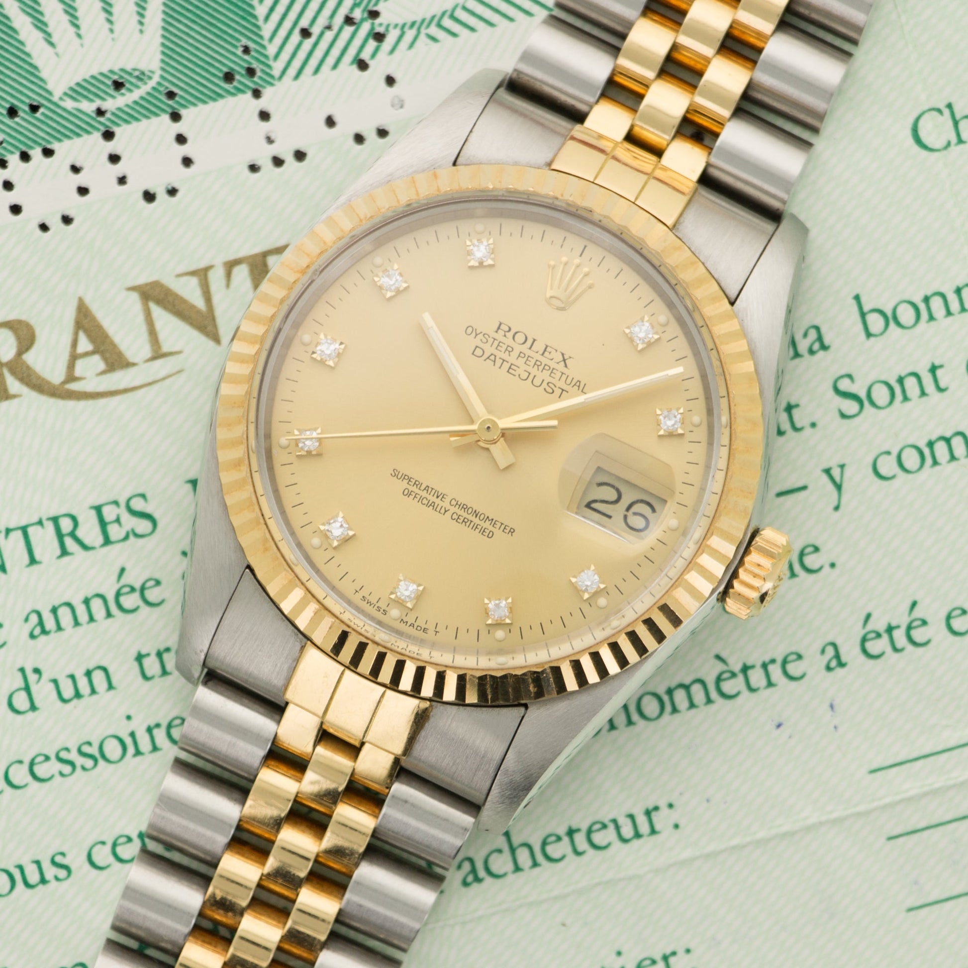 Rolex Two-Tone Datejust Diamond Watch Ref. 16013