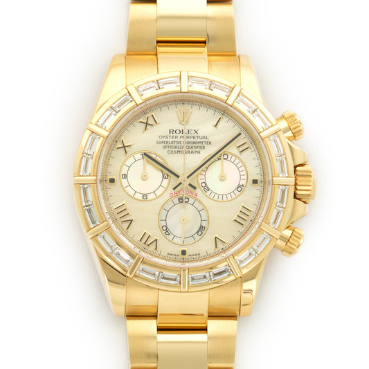 Rolex Yellow Gold Daytona Baguette Diamond Watch Ref. 116568