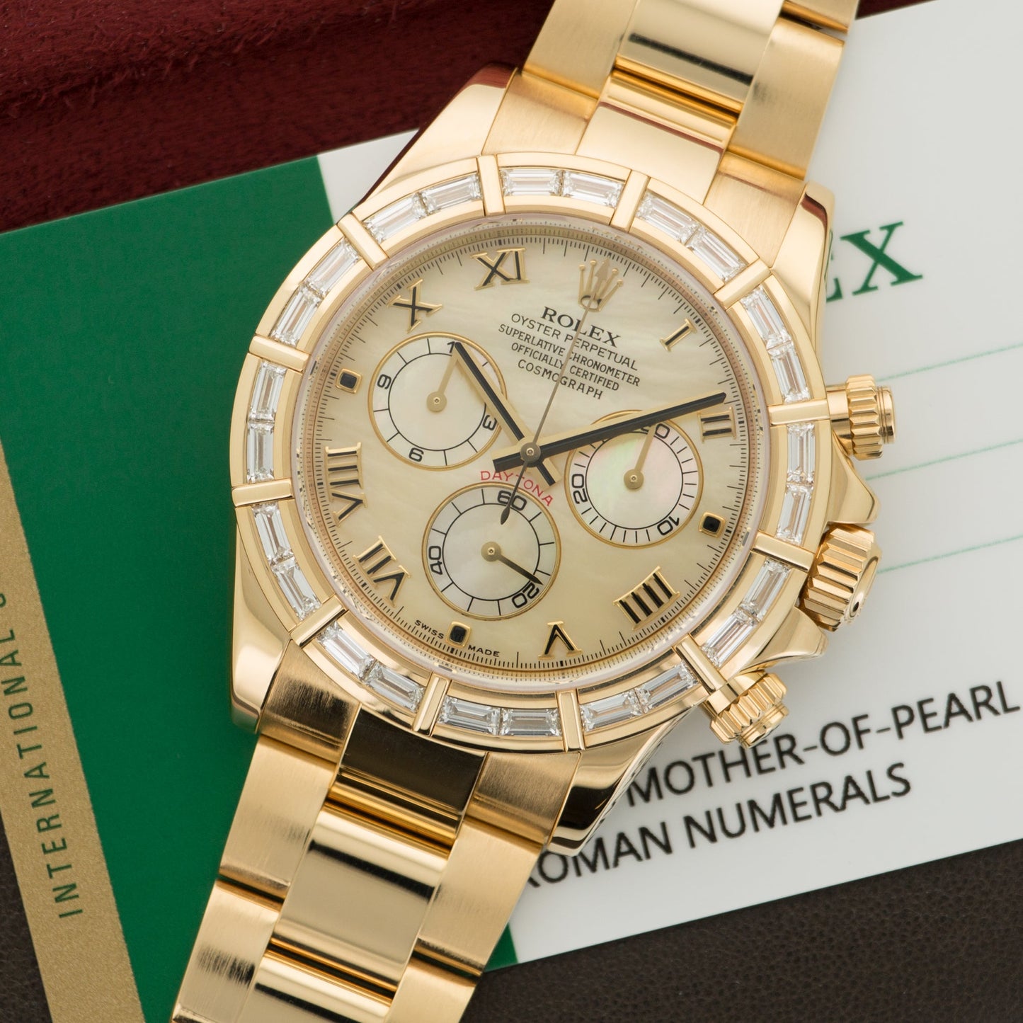 Rolex Yellow Gold Daytona Baguette Diamond Watch Ref. 116568