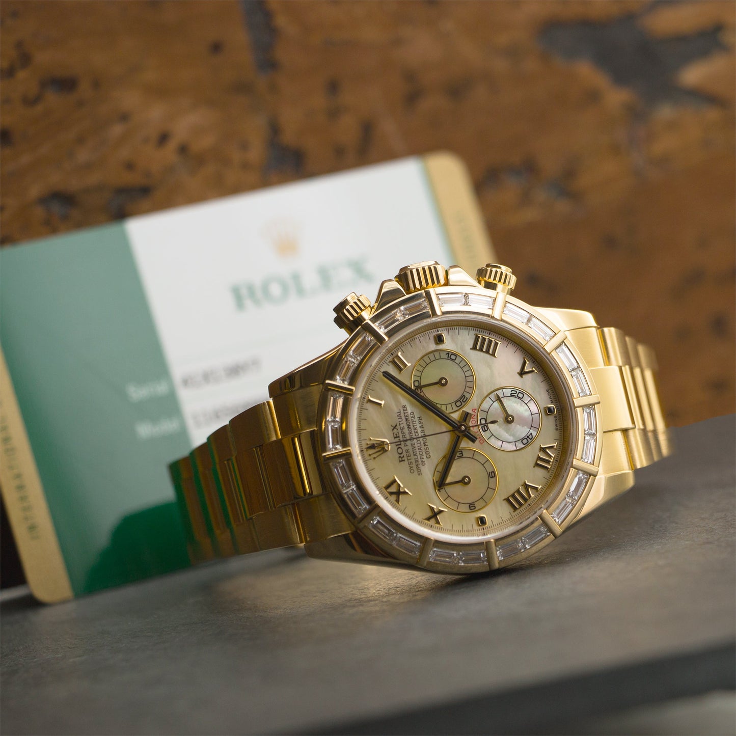 Rolex Yellow Gold Daytona Baguette Diamond Watch Ref. 116568