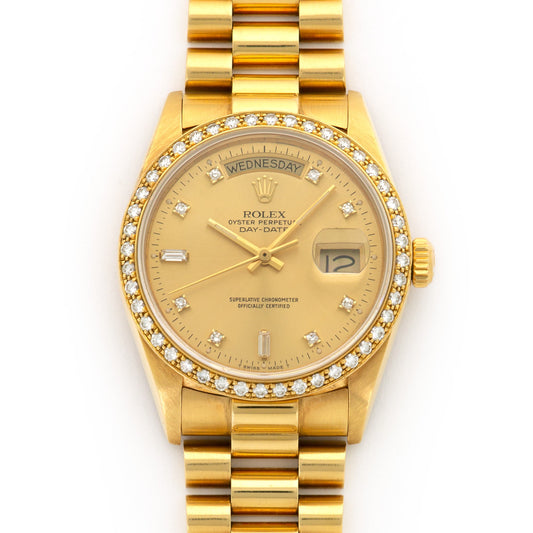 Rolex Yellow Gold Day-Date Diamond Watch Ref. 18048