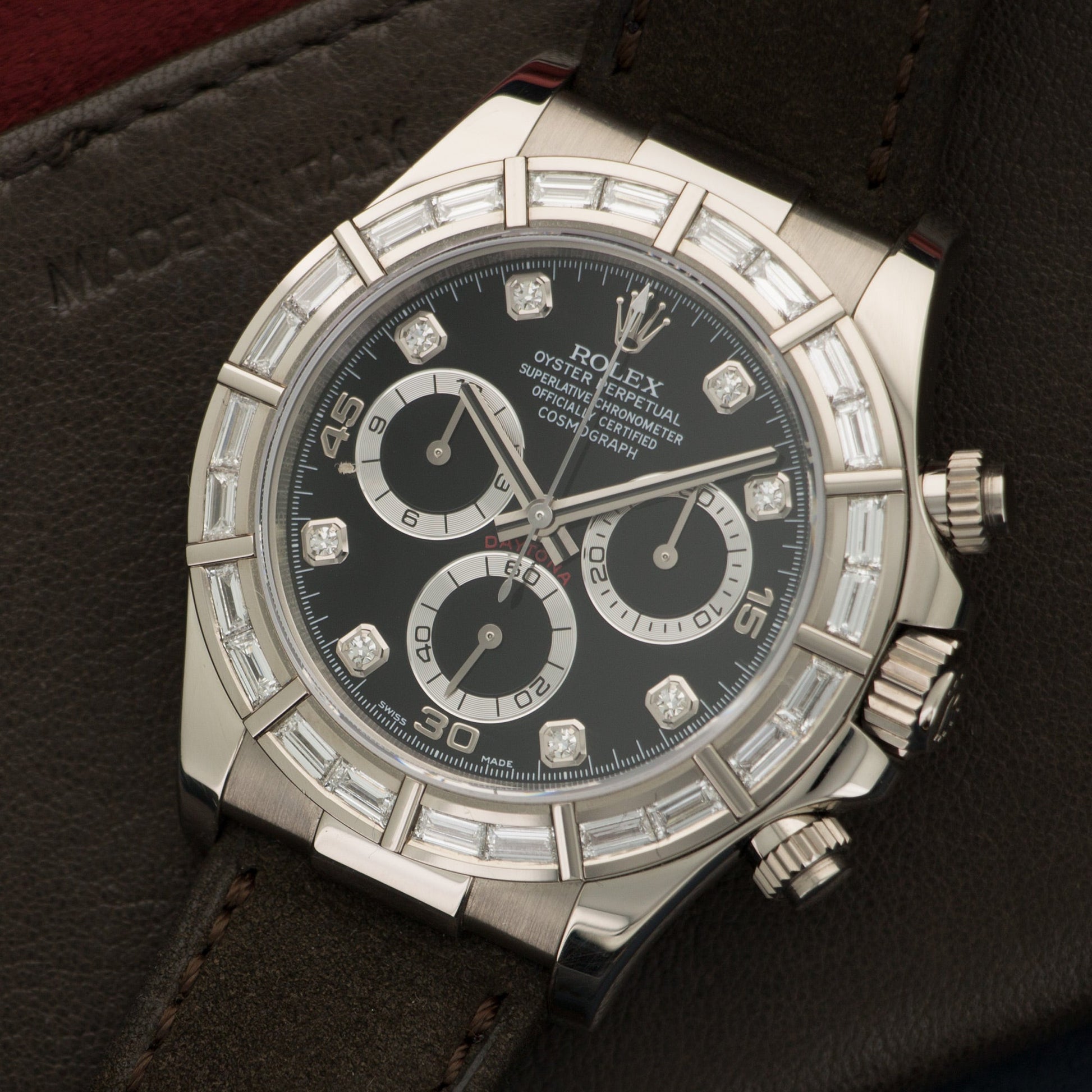 Rolex White Gold Daytona Baguette Diamond Watch Ref. 116589