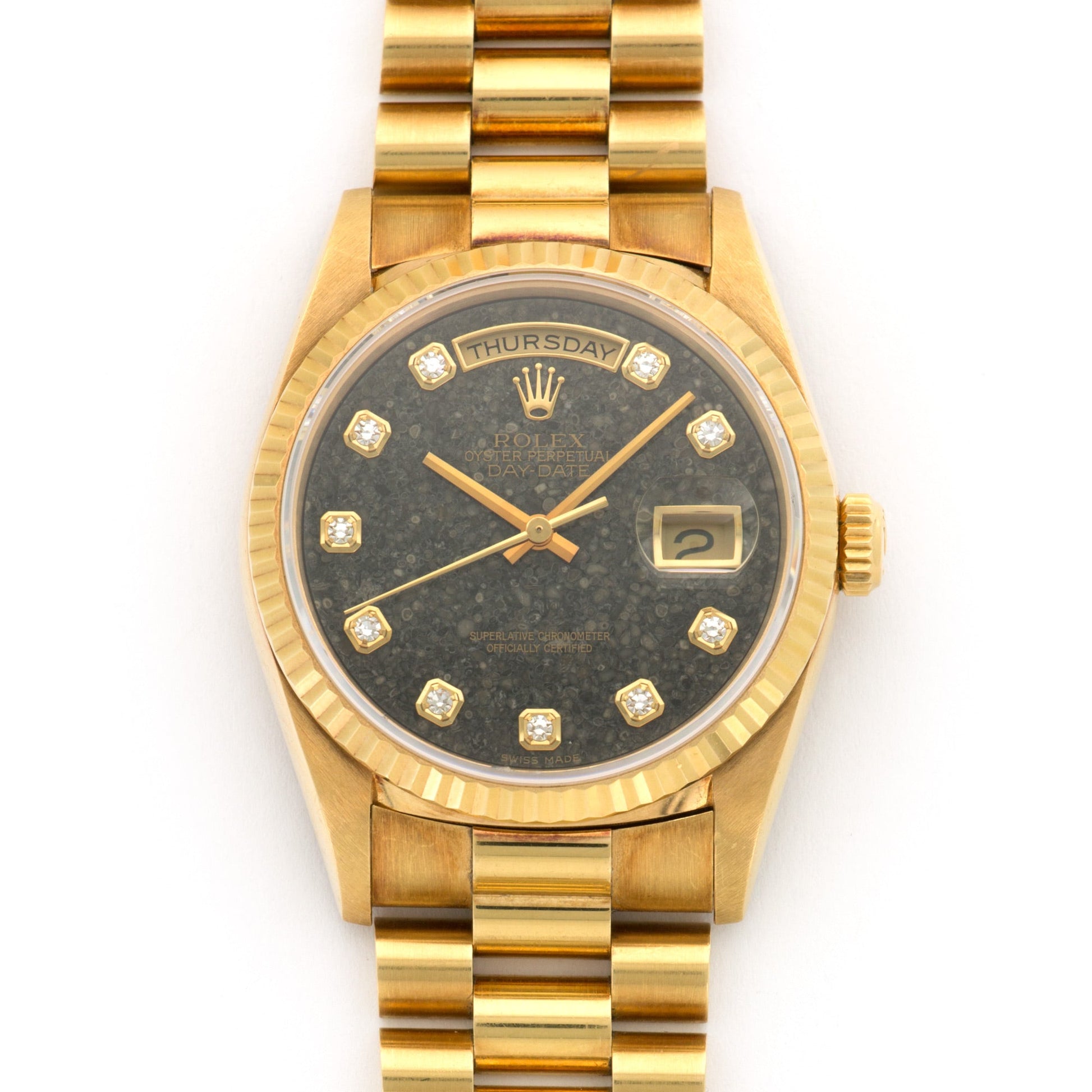 Rolex Yellow Gold Jurassic Day-Date Fossil Dial Watch Ref. 18238