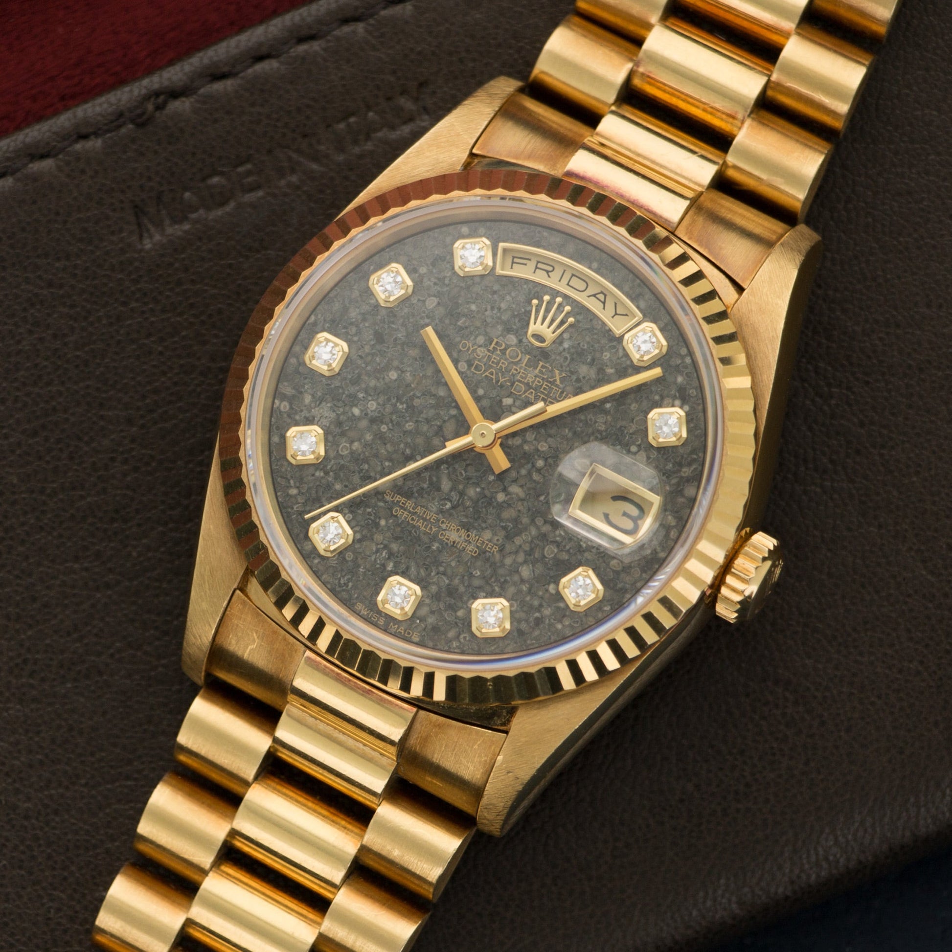 Rolex Yellow Gold Jurassic Day-Date Fossil Dial Watch Ref. 18238