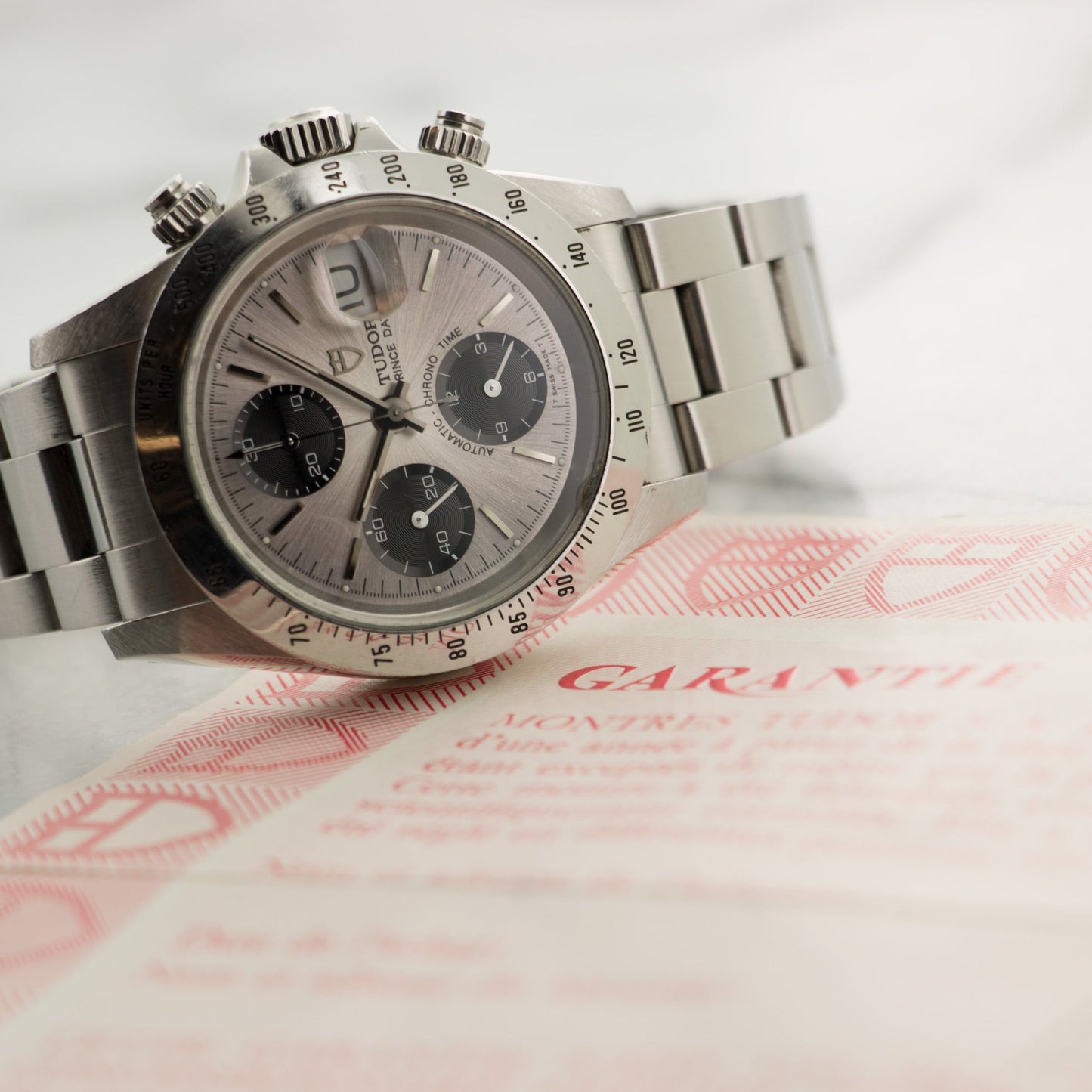 Tudor Steel Prince Date Chrono Watch, ref. 79280 with Original Bucherer Papers