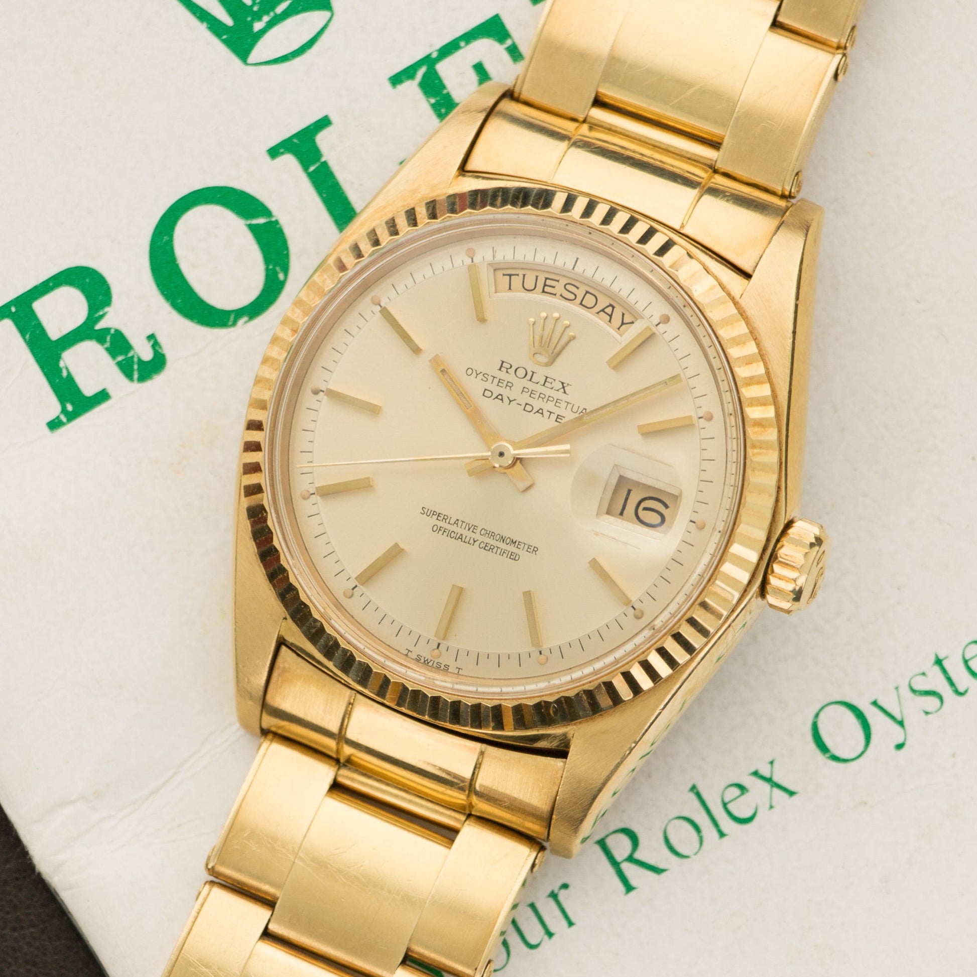 Rolex Yellow Gold Day-Date Watch Ref. 1803 with Original Booklet