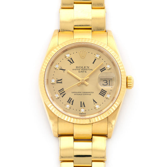 Rolex Yellow Gold Date Diamond Watch Ref. 15238