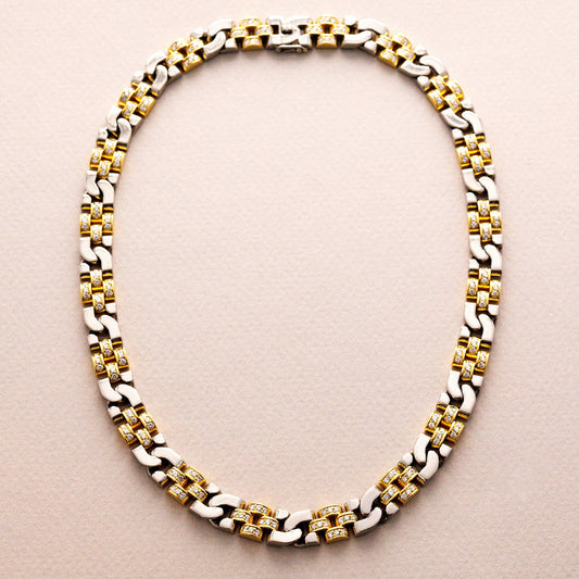 Rolex Yellow & White Gold Diamond Chain Link Necklace (Objet)