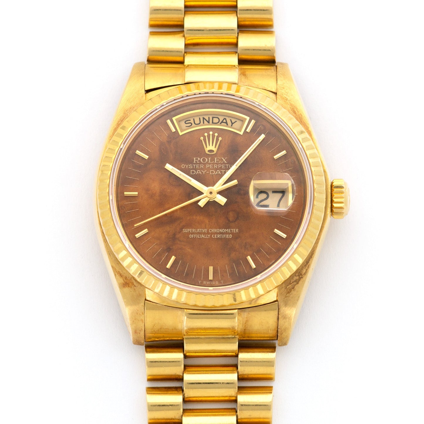 Rolex Yellow Gold Day-Date Wood Dial Watch Ref. 18038