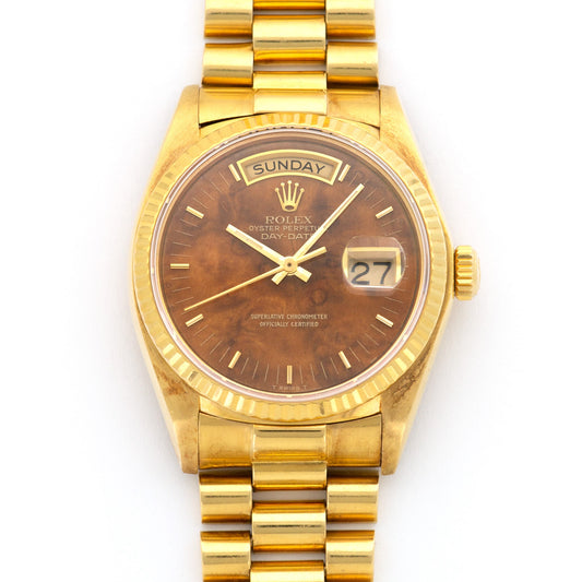 Rolex Yellow Gold Day-Date Wood Dial Watch Ref. 18038