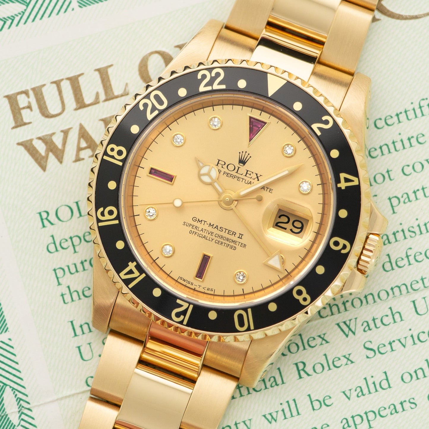 Rolex Yellow Gold GMT-Master II Diamond & Ruby Watch Ref. 16718