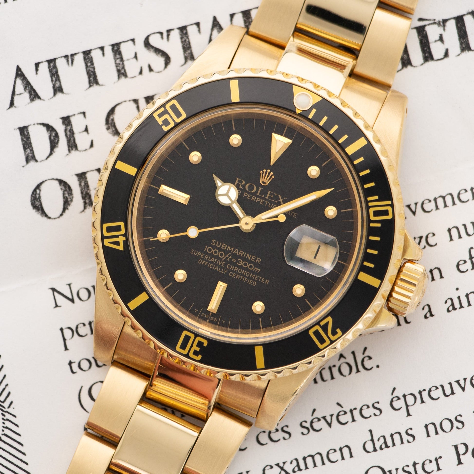 Rolex Yellow Gold Submariner Watch Ref. 16808