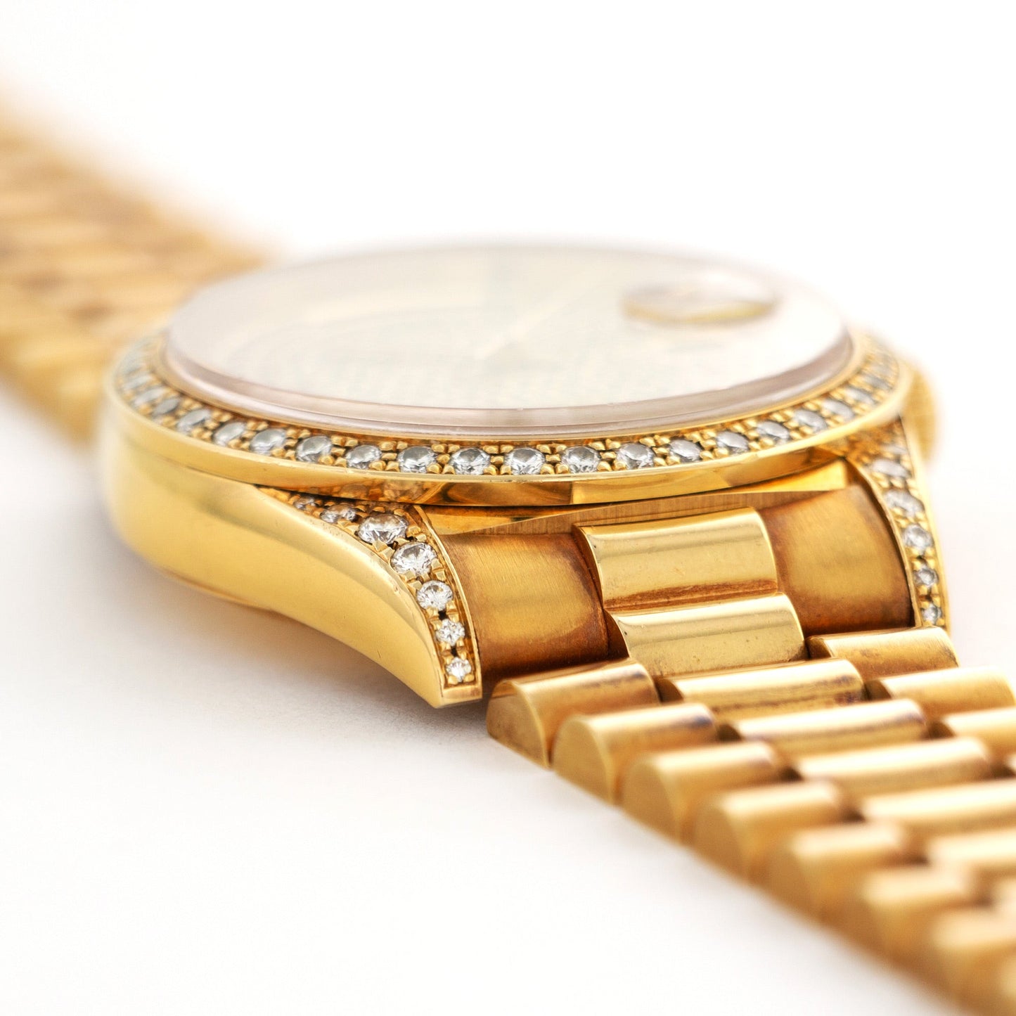 Rolex Yellow Gold Day-Date Pave Diamond & Ruby Watch Ref. 18388