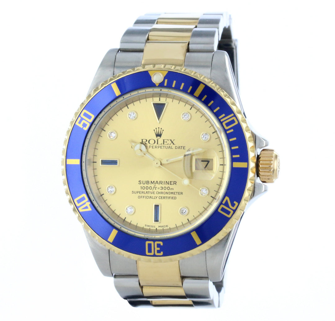 Rolex Submariner 16613 Steel&Gold Serti Dial