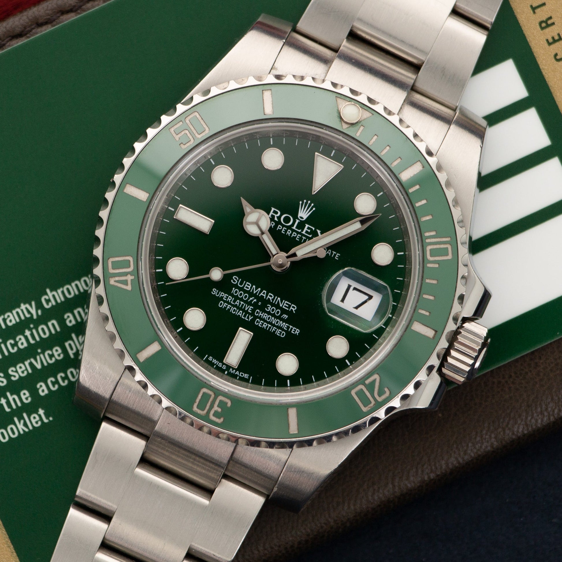 Rolex Submariner Green Ceramic Watch Ref. 116610LV with Original Box and Warranty Card