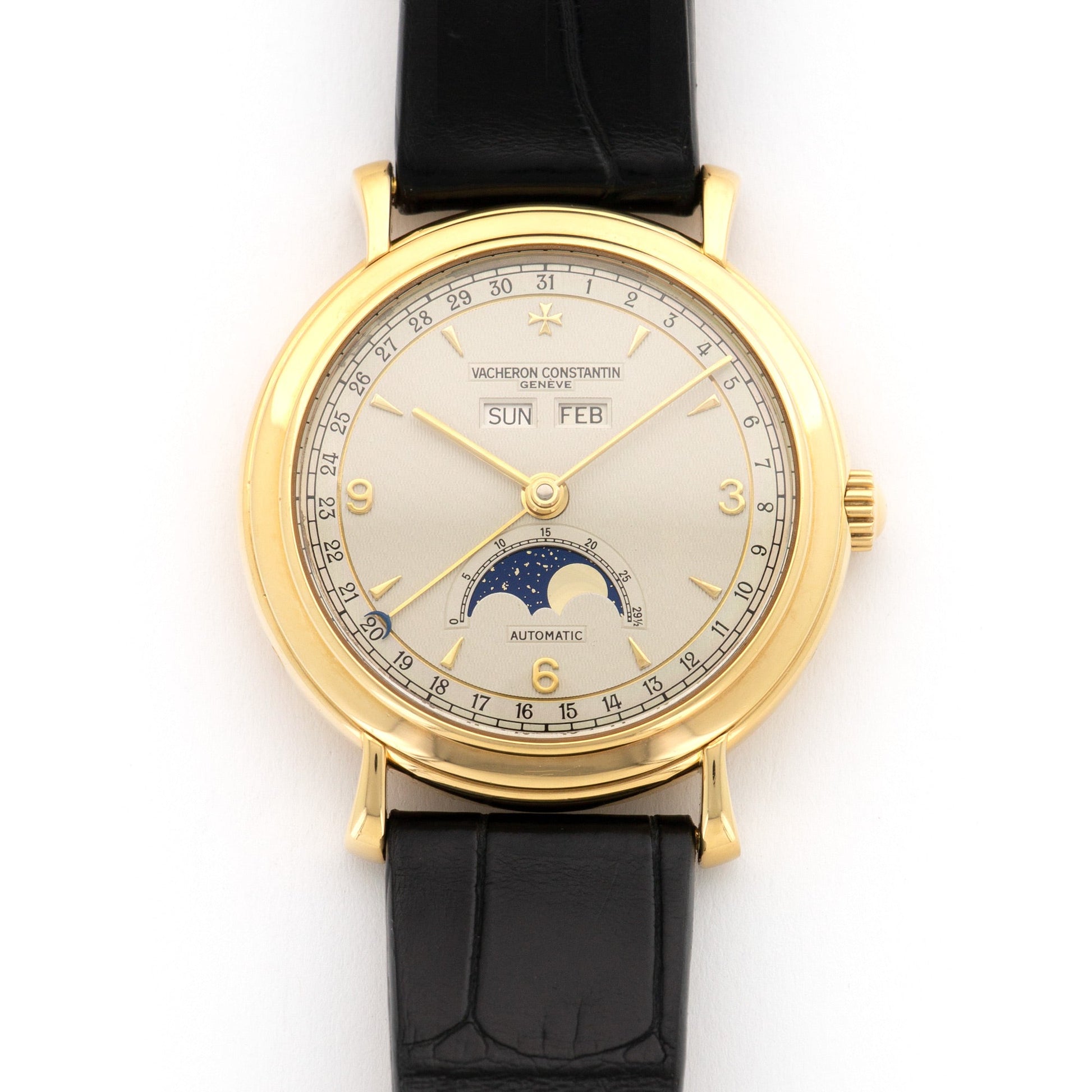 Vacheron Constantin Yellow Gold Les Historiques Triple Calendar Moonphase Watch Ref. 47050