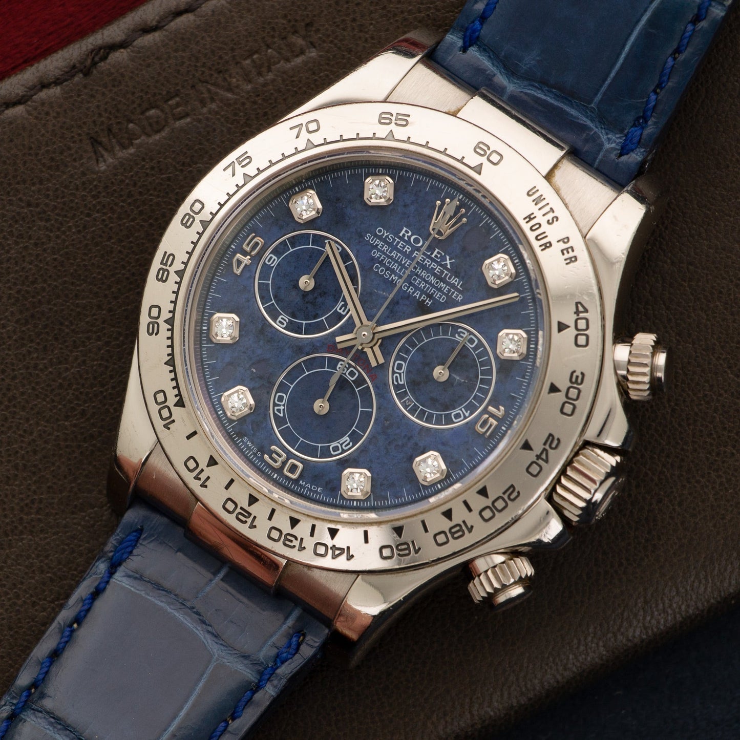 Rolex White Gold Daytona Sodalite Diamond Watch Ref. 116519