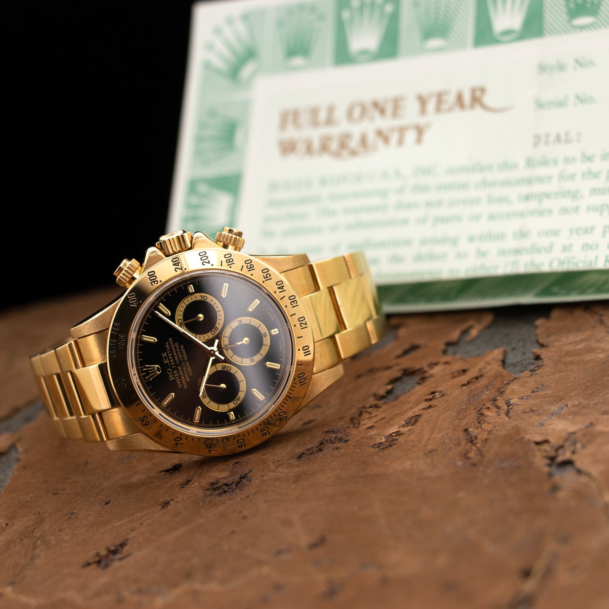 Rolex Yellow Gold Cosmograph Daytona Watch Ref. 16528 with Original Box and Papers