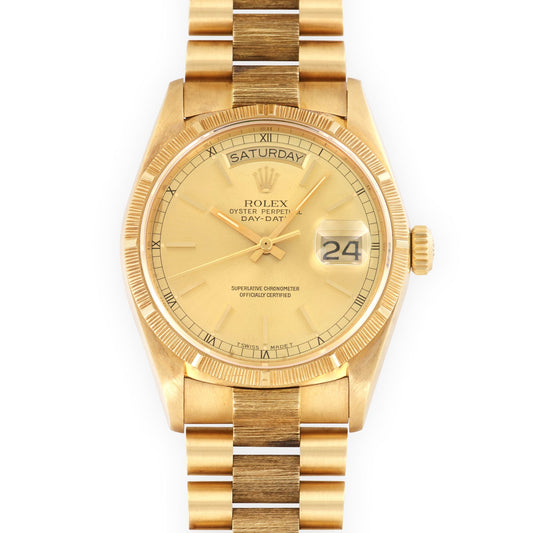 Rolex Yellow Gold Day-Date Bark Finish Watch Ref. 18078