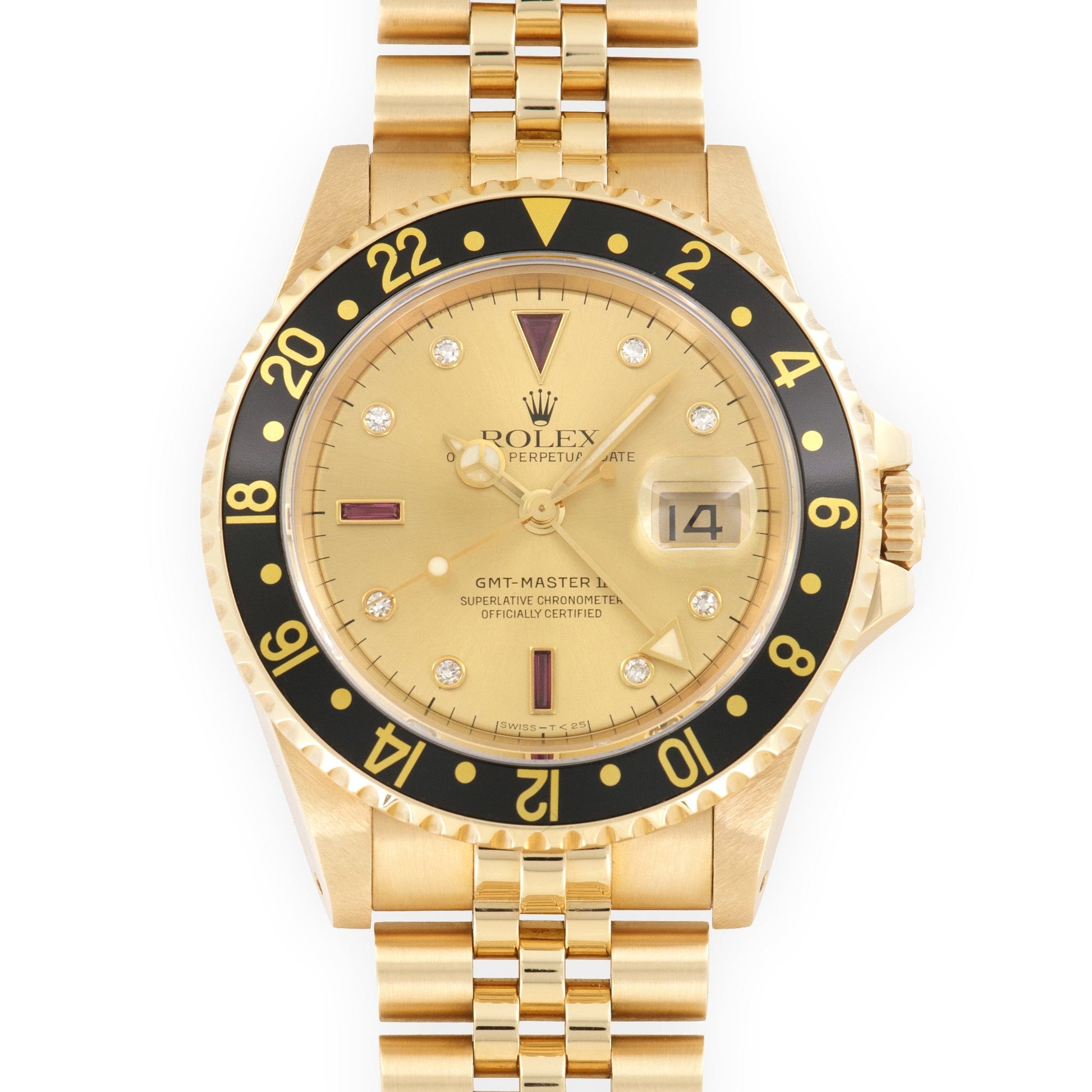 Rolex Yellow Gold GMT-Master II Diamond Ruby Watch Ref. 16718