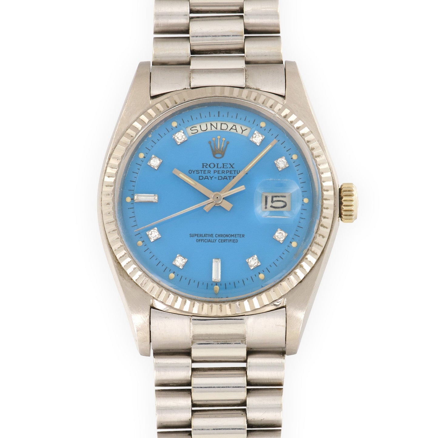 Rolex White Gold Day-Date Blue Stella Watch, Ref. 1803