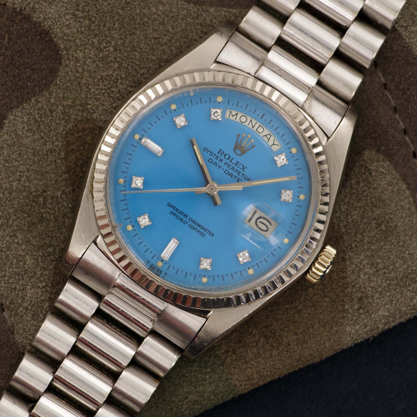 Rolex White Gold Day-Date Blue Stella Watch, Ref. 1803