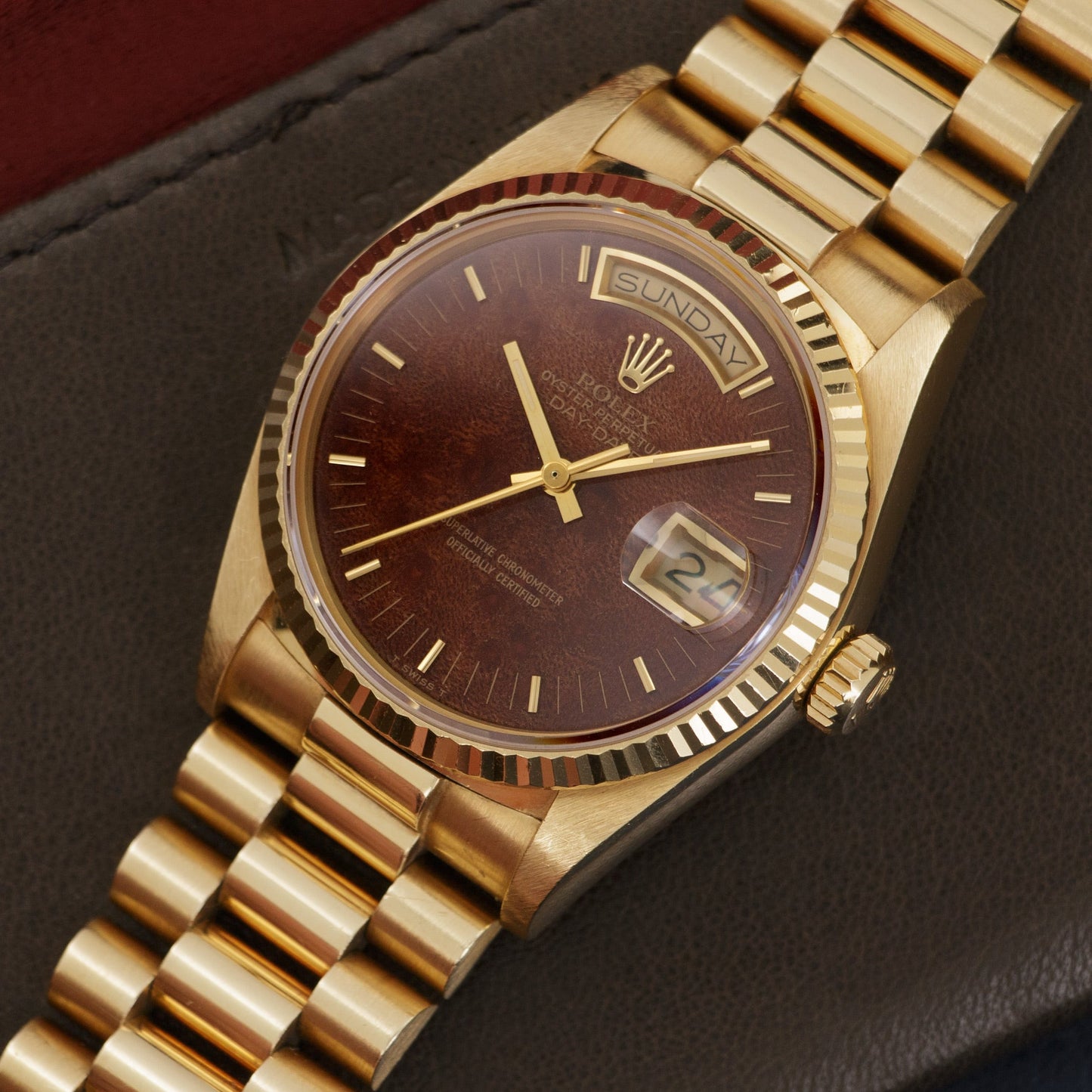 Rolex Yellow Gold Day-Date Wood Dial Watch Ref. 18038