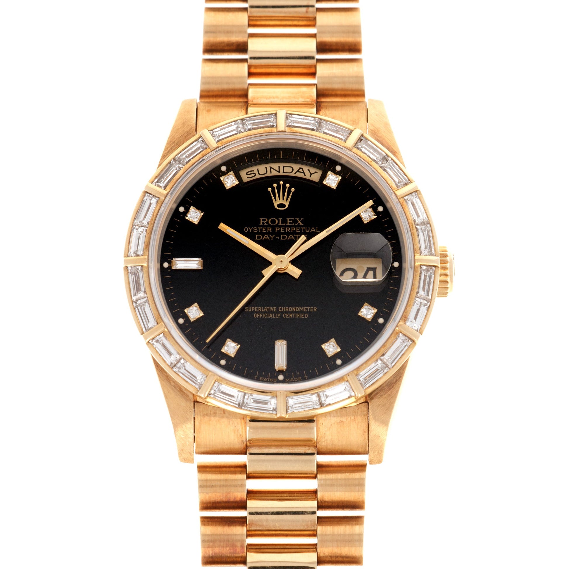 Rolex Yellow Gold Day-Date, Ref. 18368 with Original Baguette Diamonds