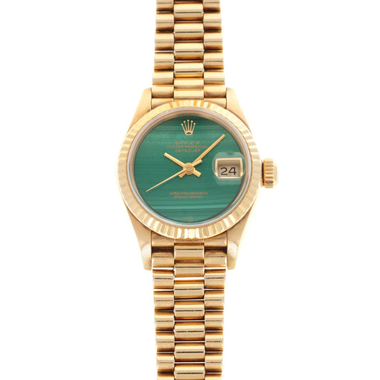 Rolex Yellow Gold Datejust Malachite Dial Watch Ref. 69178