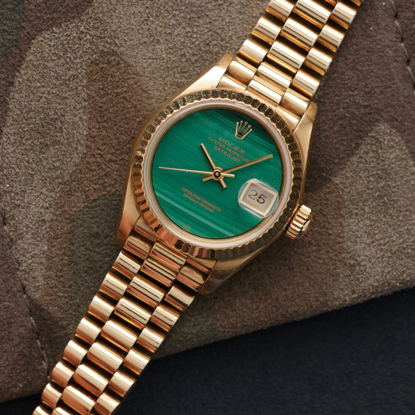 Rolex Yellow Gold Datejust Malachite Dial Watch Ref. 69178