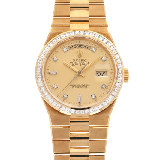 Rolex Yellow Gold Day-Date Oysterquartz Diamond Watch Ref. 19058, Delivered to Saudi Arabian Oil Co.