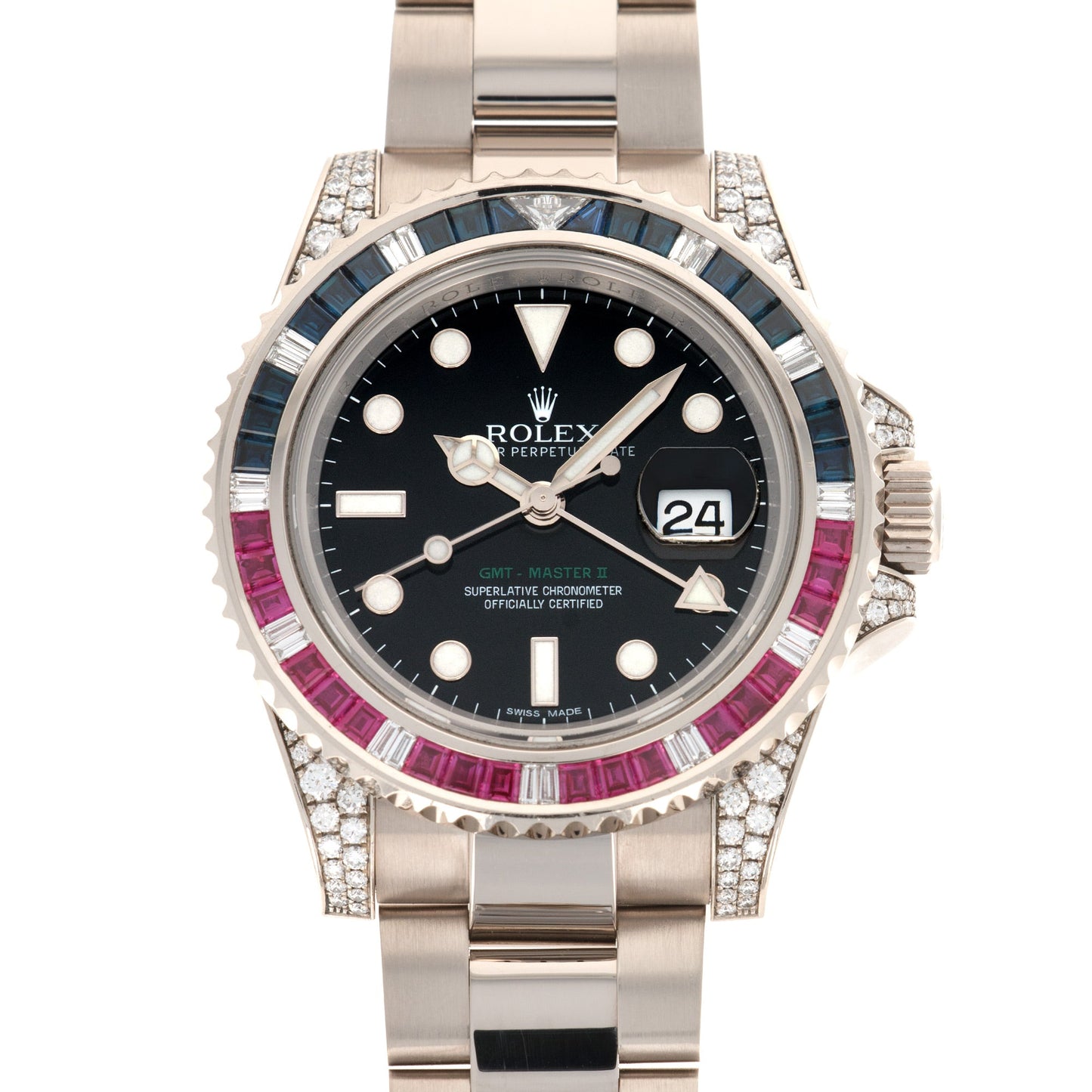 Rolex White Gold GMT-Master II Diamond Sapphire Ruby Watch Ref. 116759