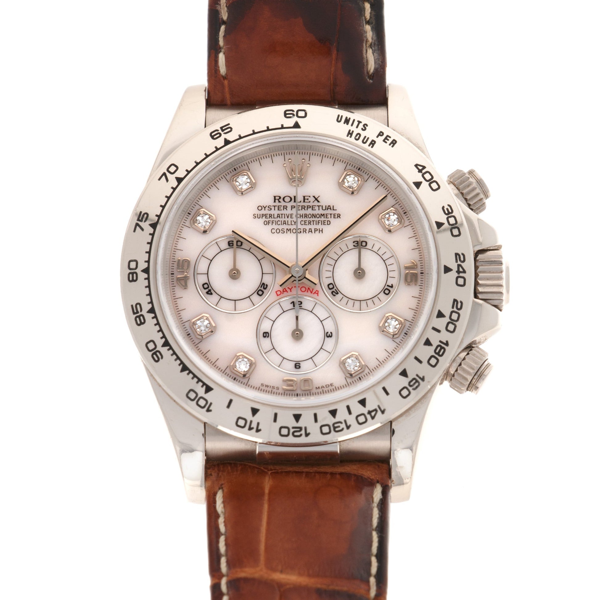 Rolex White Gold Cosmograph Daytona MOP Diamond Watch Ref. 16519