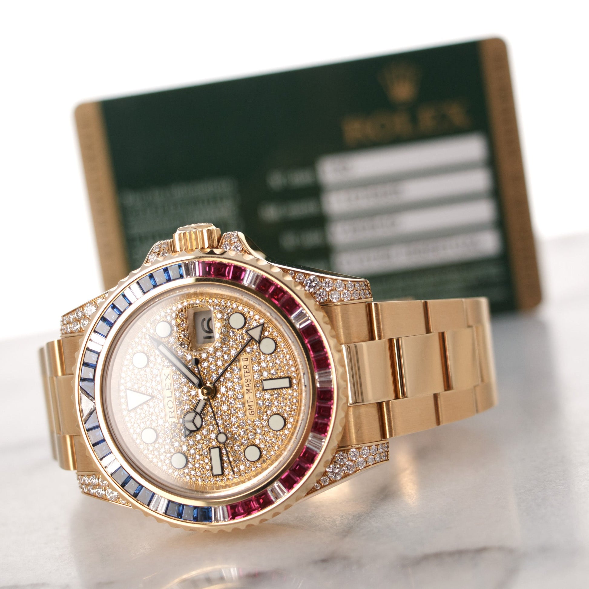 Rolex Yellow Gold GMT-Master II Diamond Sapphire Ruby Watch Ref. 116758