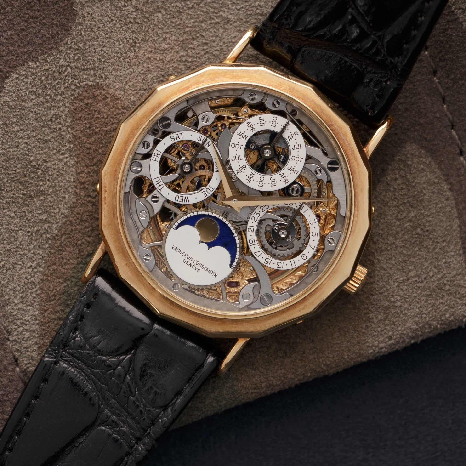 Vacheron Constantin Yellow Gold Perpetual Calendar Skeleton Watch