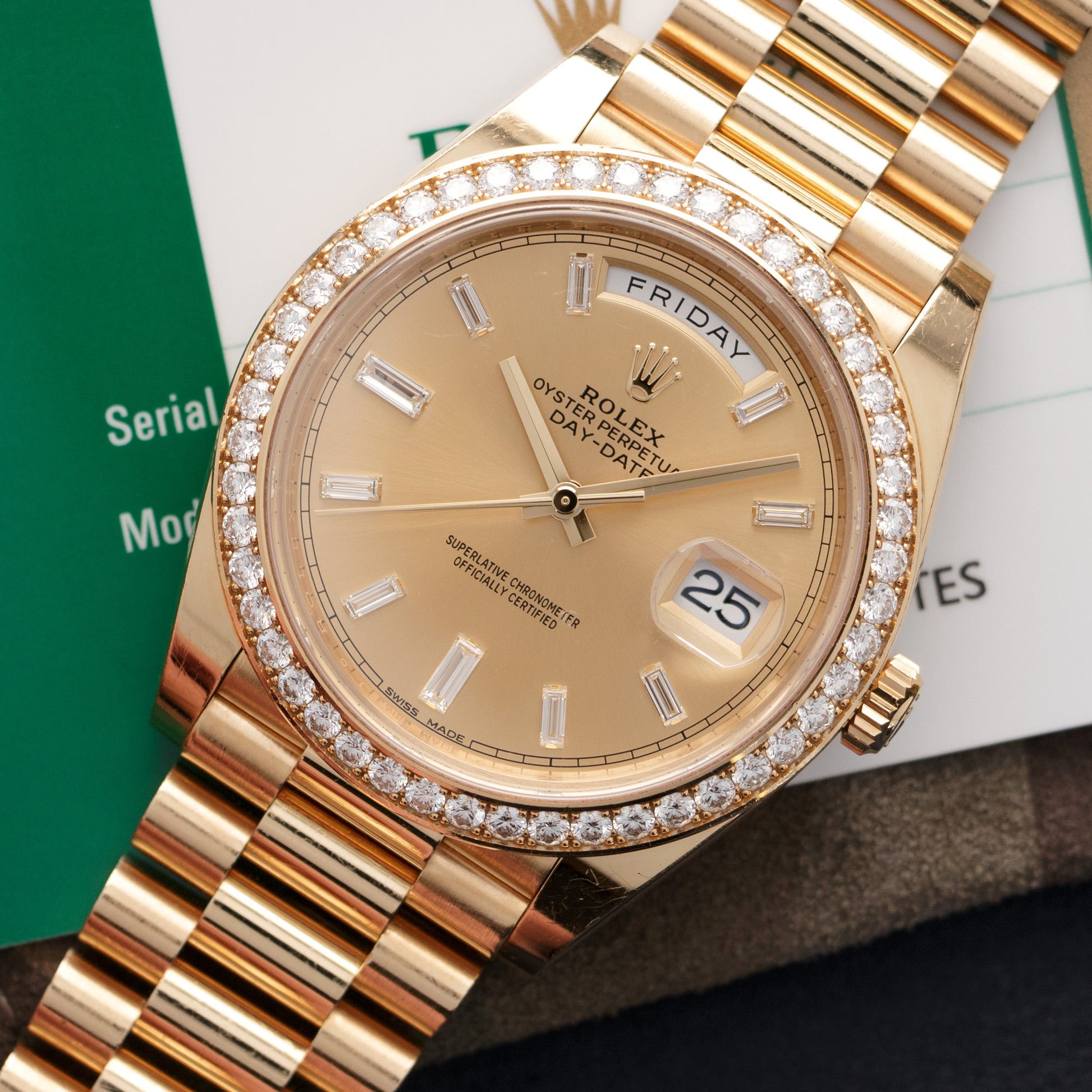 Rolex Yellow Gold Day-Date Diamond Watch Ref. 228348