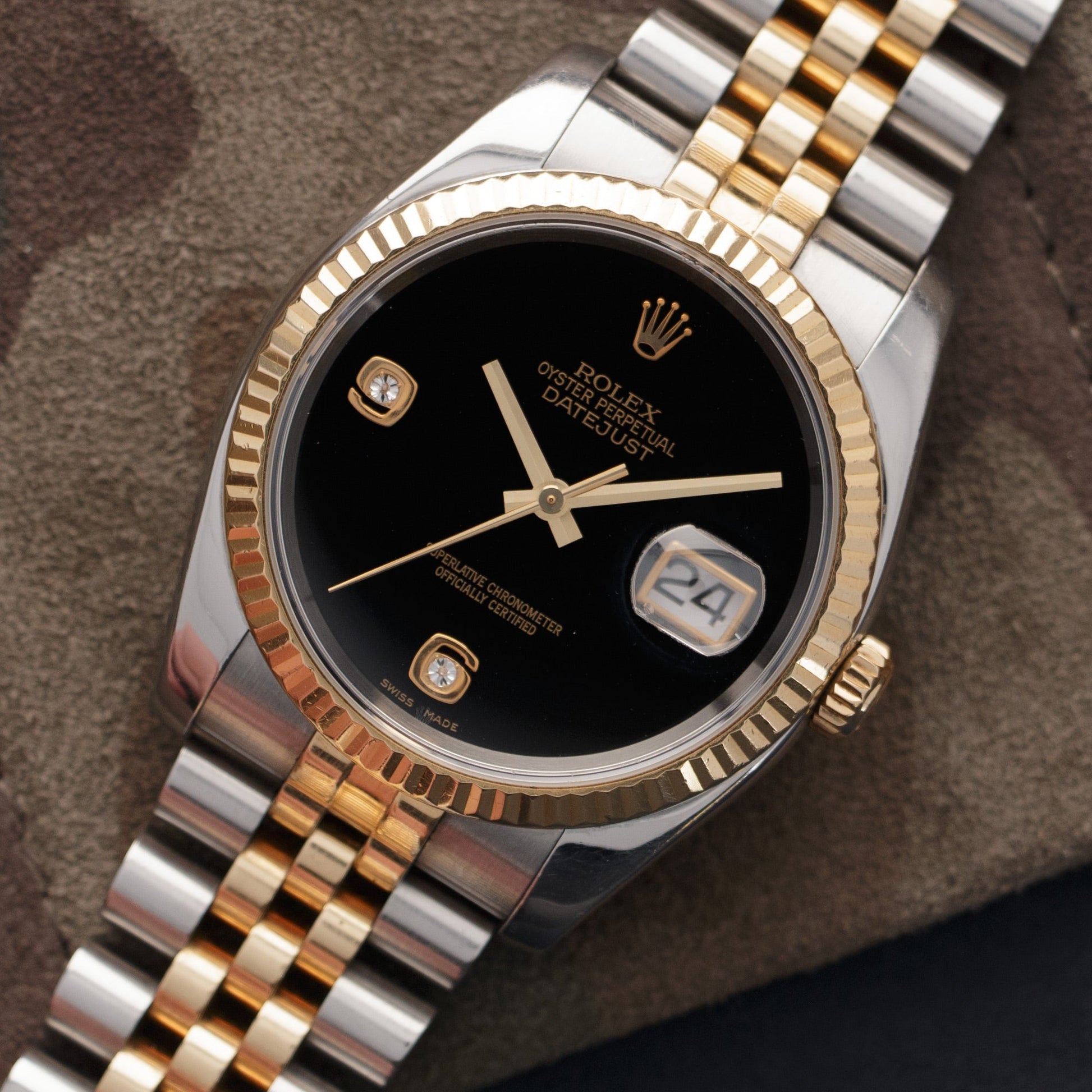 Rolex Two-Tone Datejust Onyx Diamond Watch Ref. 116233