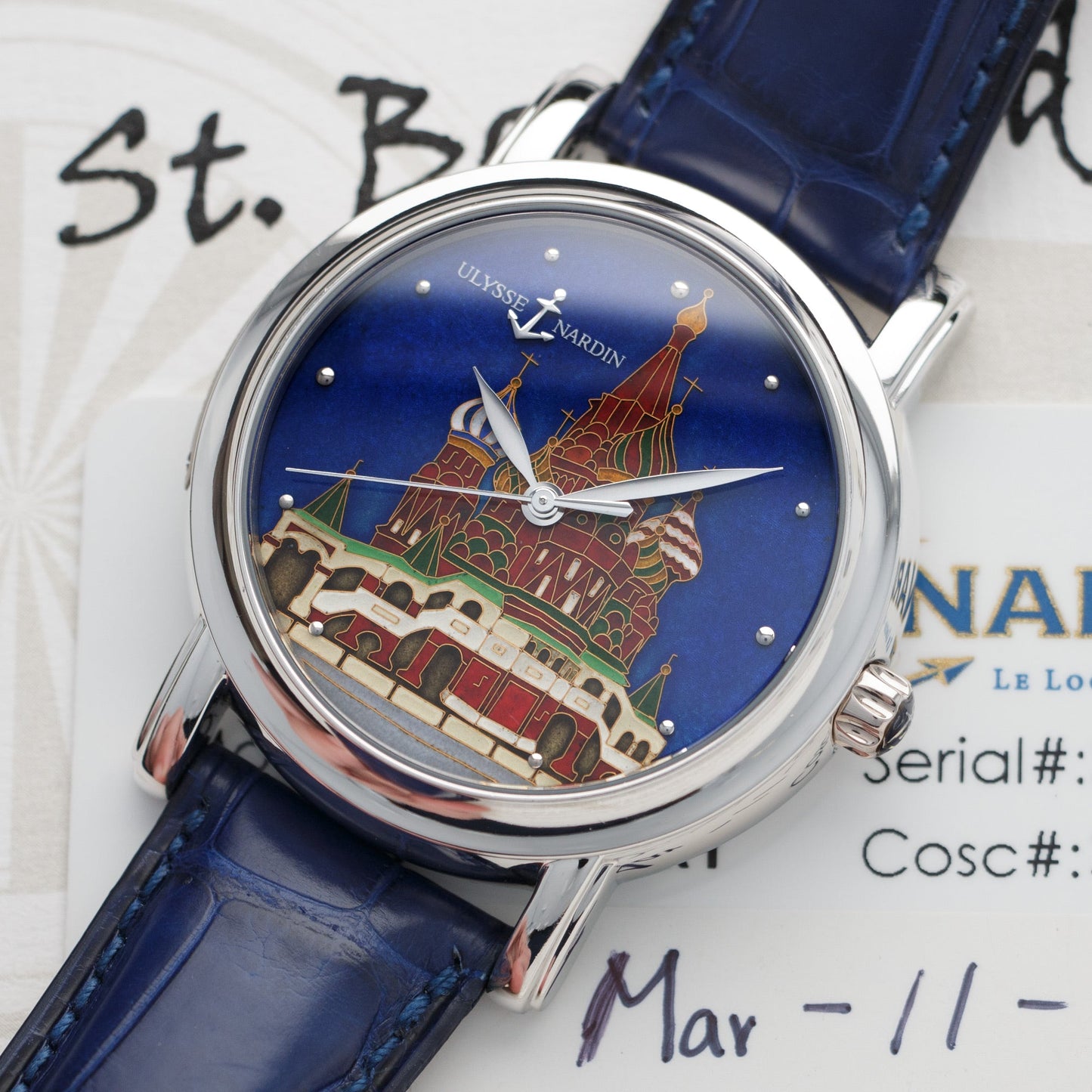 Ulysse Nardin Platinum San Marco Kremlin Cloisonne Dial Watch