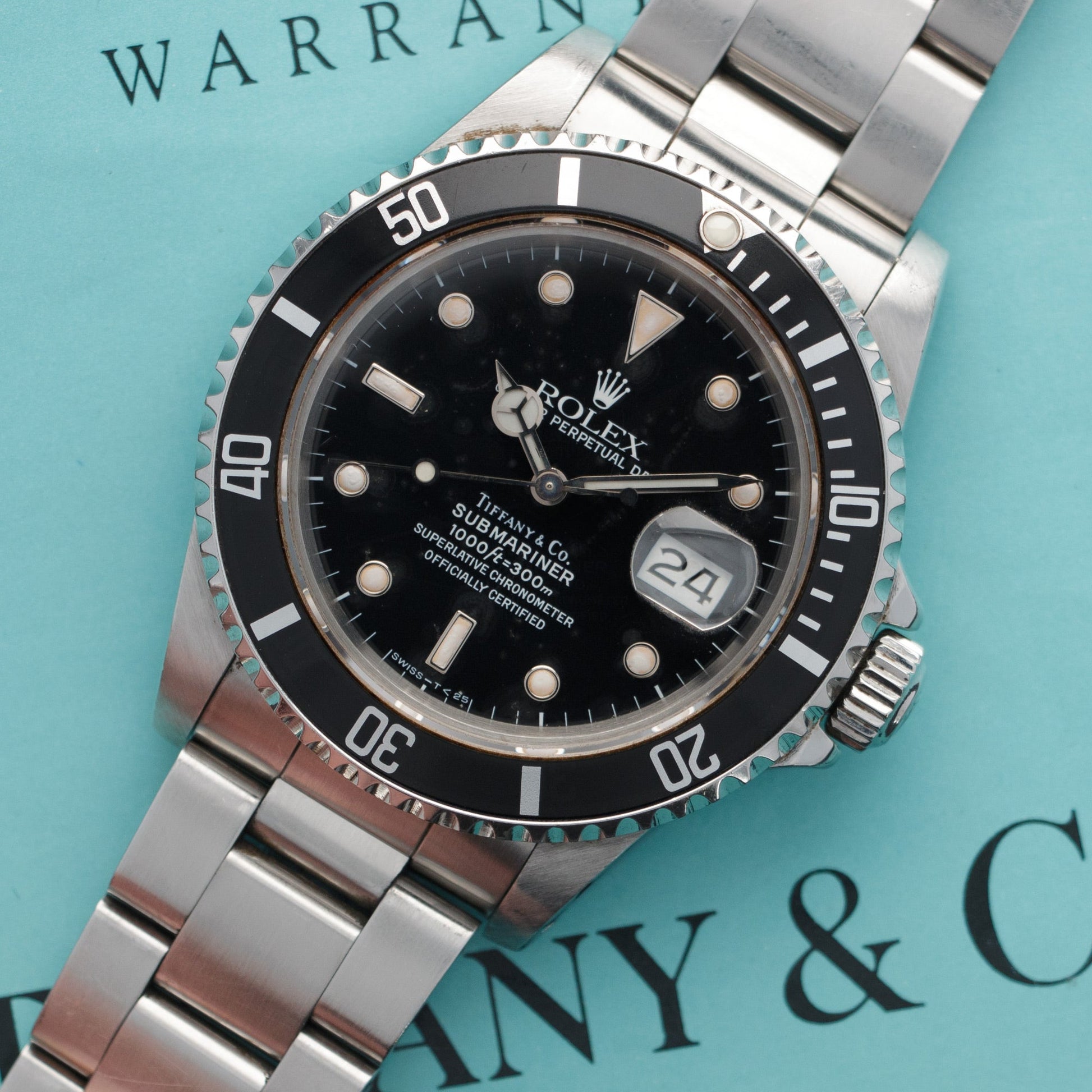 Rolex Tiffany Submariner Watch Ref. 16800, with Tiffany & Co Warranty