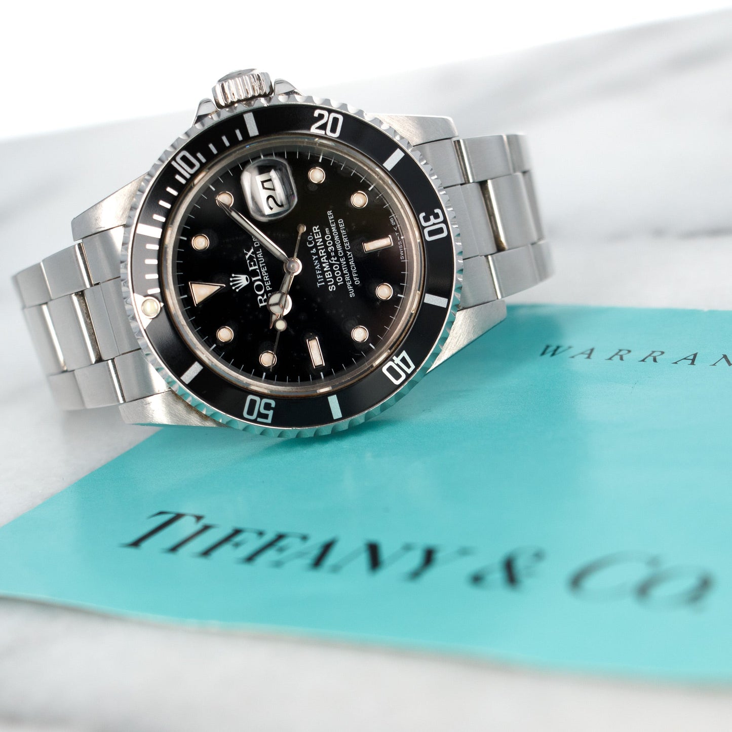 Rolex Tiffany Submariner Watch Ref. 16800, with Tiffany & Co Warranty