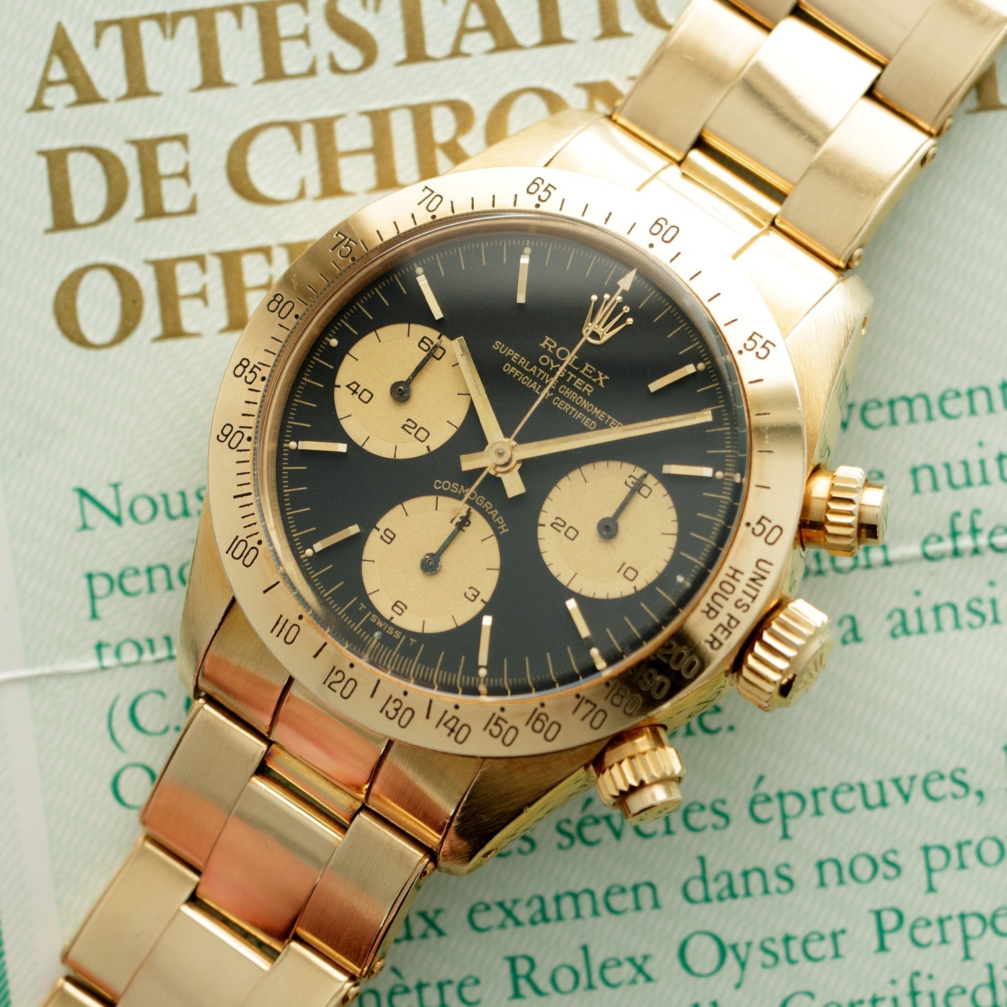 Rolex Yellow Gold Cosmograph Daytona Watch Ref. 6265, with Original Box and Papers