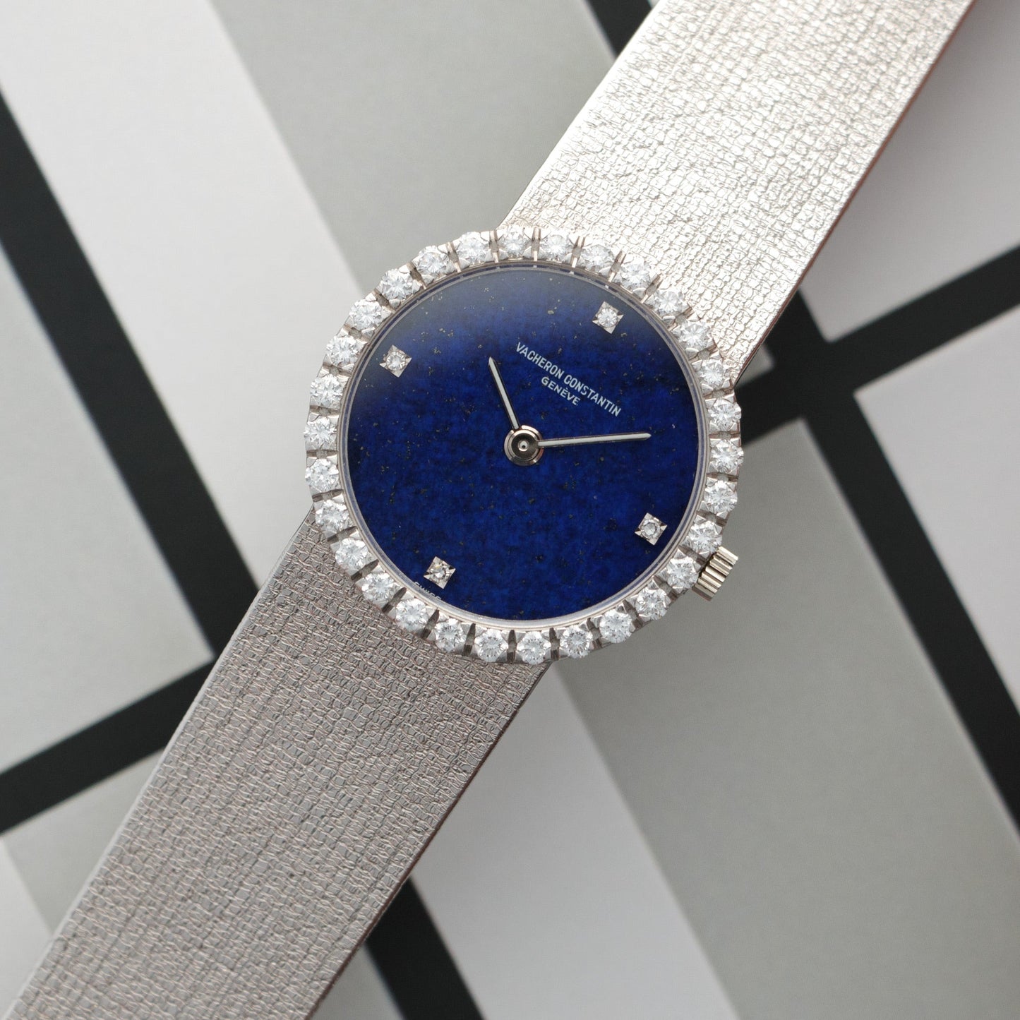 Vacheron Constantin White Gold Lapis Diamond Watch, 1970s