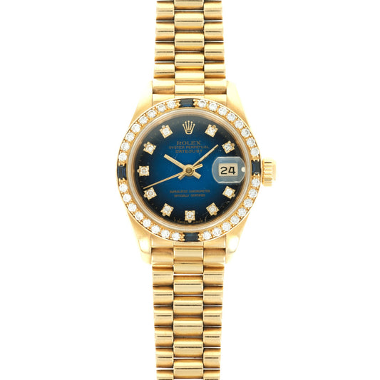 Rolex Yellow Gold Datejust Diamond & Sapphire Watch