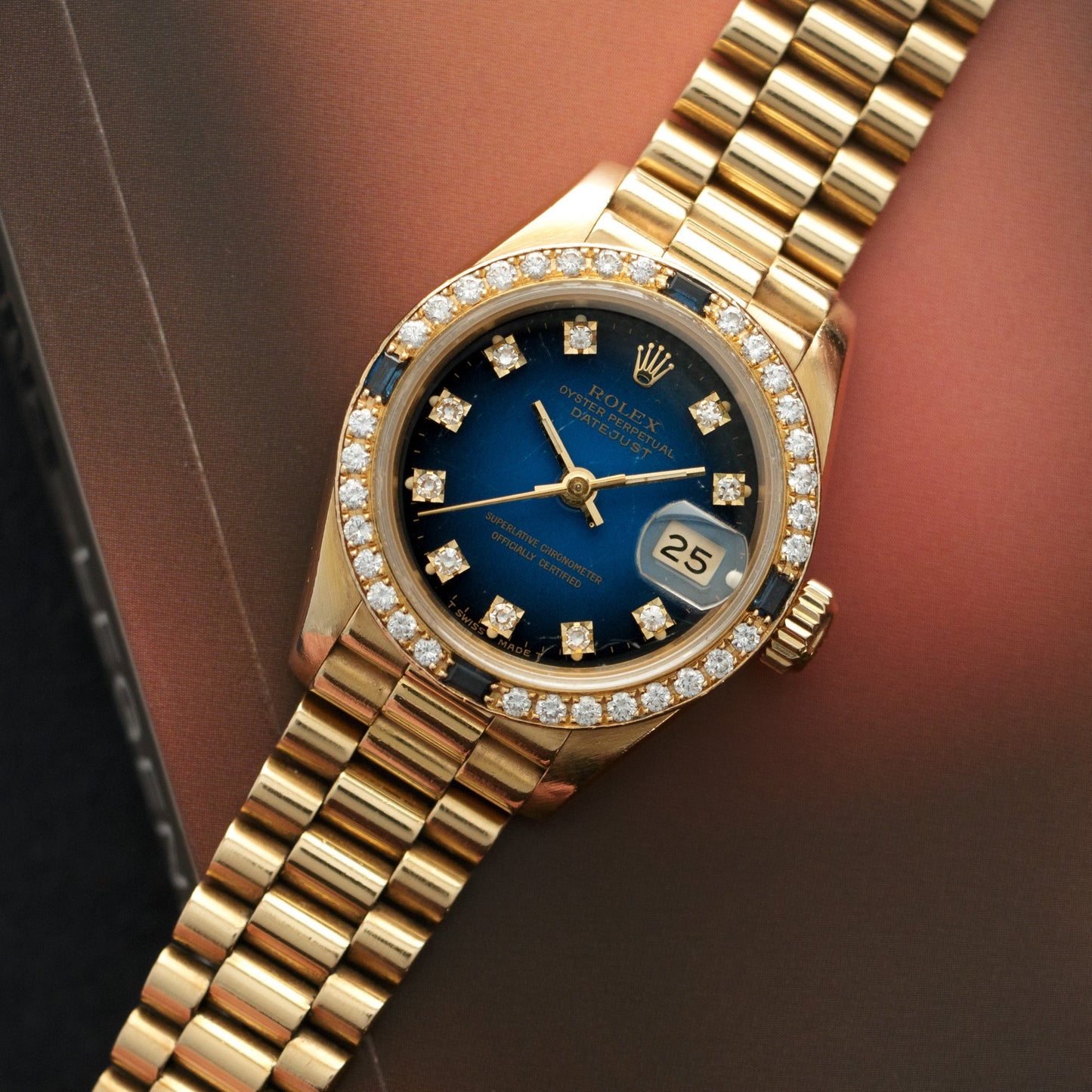 Rolex Yellow Gold Datejust Diamond & Sapphire Watch