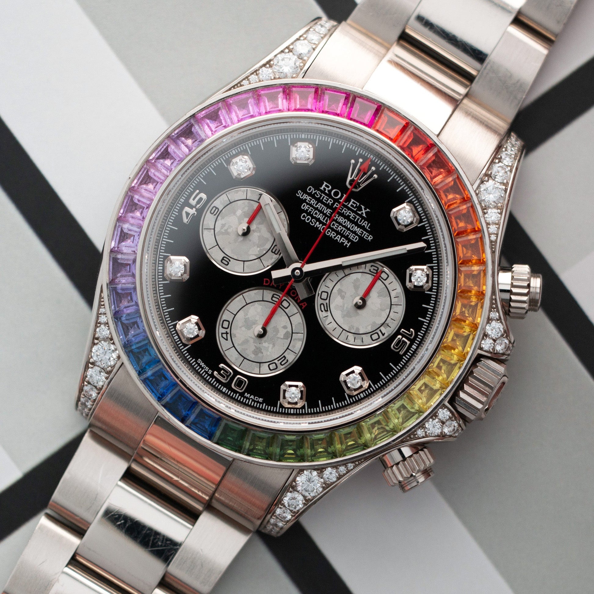 Rolex White Gold Cosmograph Rainbow Daytona Watch Ref. 116599